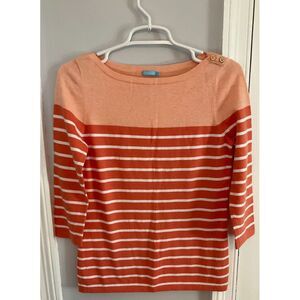 J McLaughlin Sweater Women's Small Orange White Stripe Long Sleeve Preppy Casual